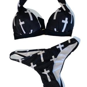 Cross bikini push up halter top swim wear suit